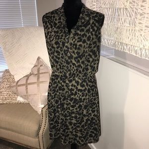Summer green leopard print dress